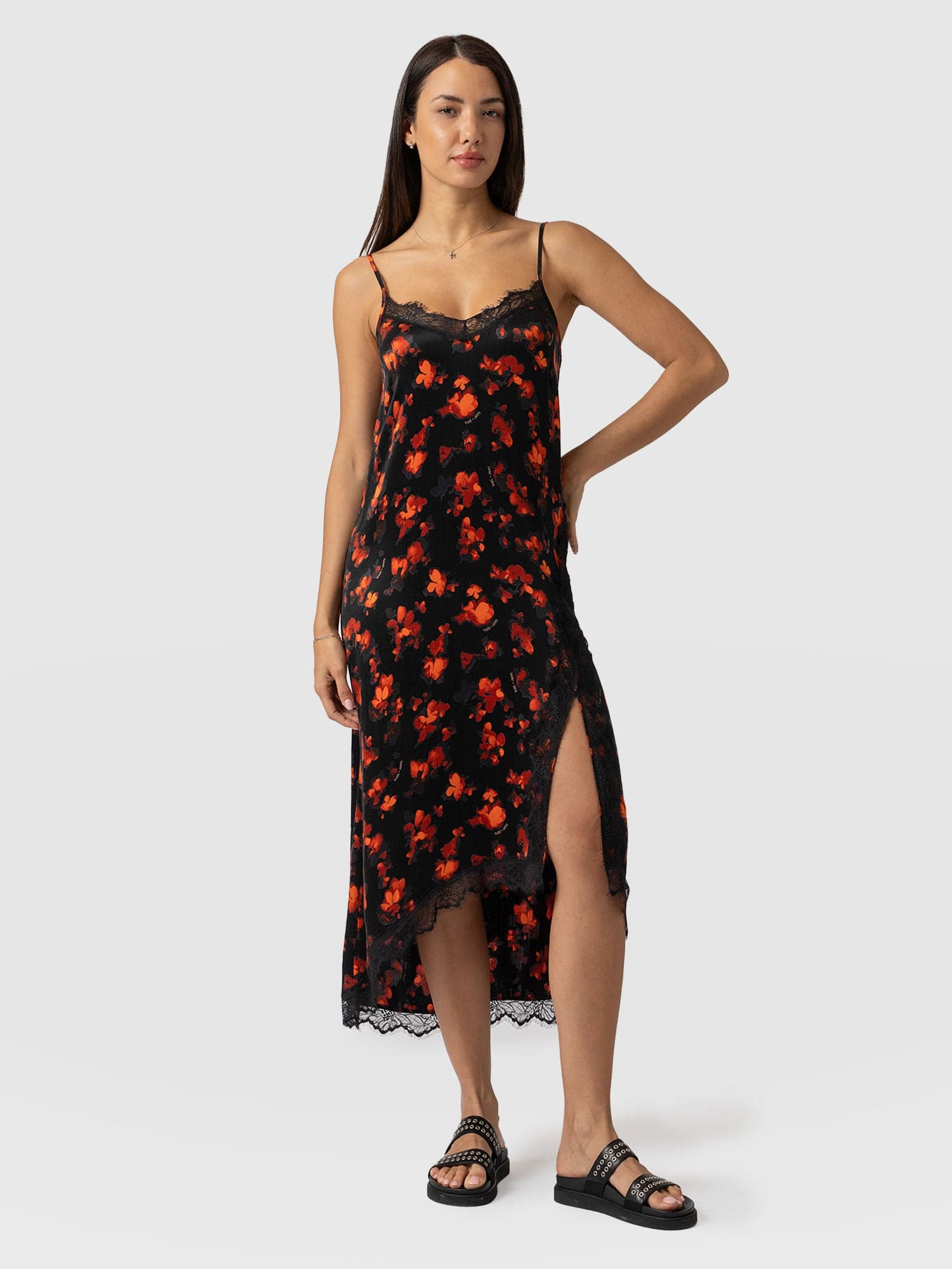 Harper Lace Cami Dress Red Aurora - Women's Dresses | Saint + Sofia® EU